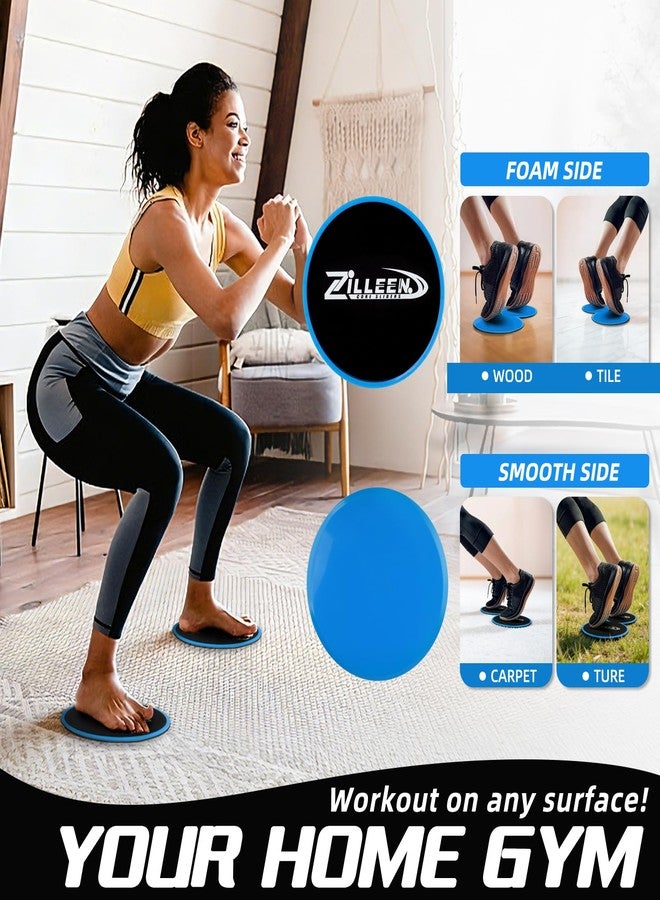 ZILLEEN Exercise Sliders for Working Out Blue Fitness Discs for Pilates Women Men, 2 Pack - Image 2