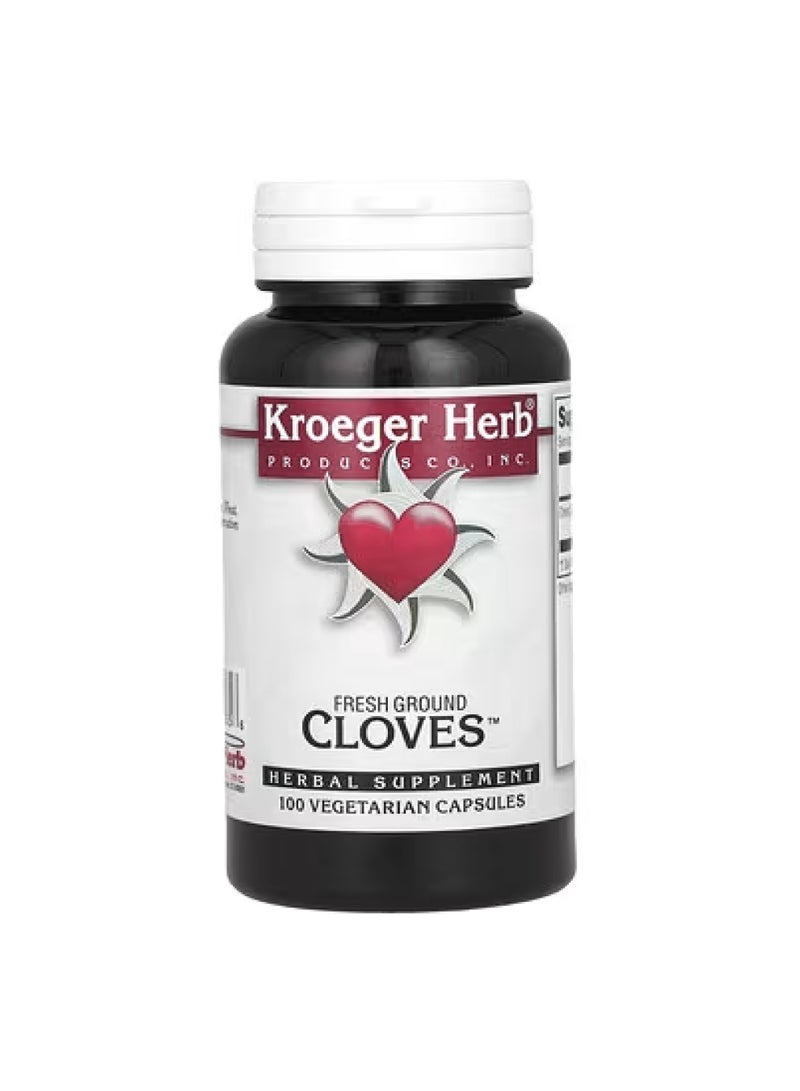 Kroeger Herb Co Fresh Ground Cloves, 100 Vegetarian Capsules (450 mg per Capsule)