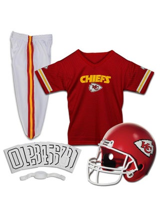 Franklin Sports Kansas City Chiefs Kids Football Uniform Set - NFL Youth Football Costume for Boys & Girls - Set Includes Helmet, Jersey & Pants - Medium