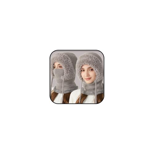 Lyfange 3 in 1 Beanie Hat with Scarf and Mask 3 in 1 Winter Hat for Women Balaclava Ski Mask Gray - Image 1