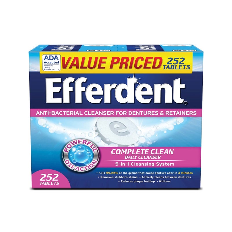 Efferdent Denture Cleanser Tablets, Complete Clean, Tablets, Multicolor, 252 Count - Image 1