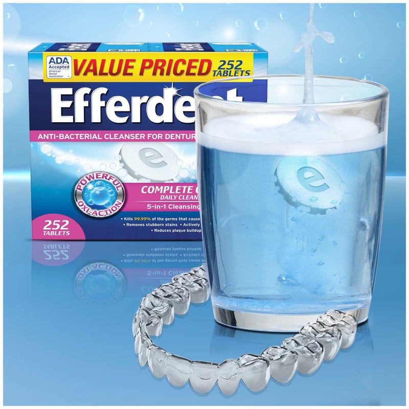 Efferdent Denture Cleanser Tablets, Complete Clean, Tablets, Multicolor, 252 Count - Image 5