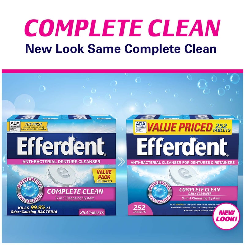 Efferdent Denture Cleanser Tablets, Complete Clean, Tablets, Multicolor, 252 Count - Image 2