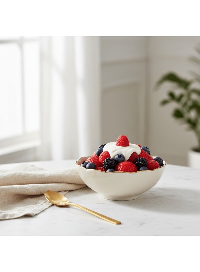 Solecasa Off-White Round Ceramic Bowl with Gold Rim - 4.15 Inch - Image 2