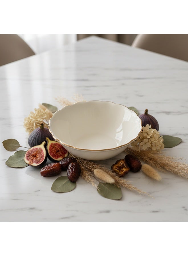 Solecasa Off-White Round Ceramic Bowl with Gold Rim - 4.15 Inch - Image 5