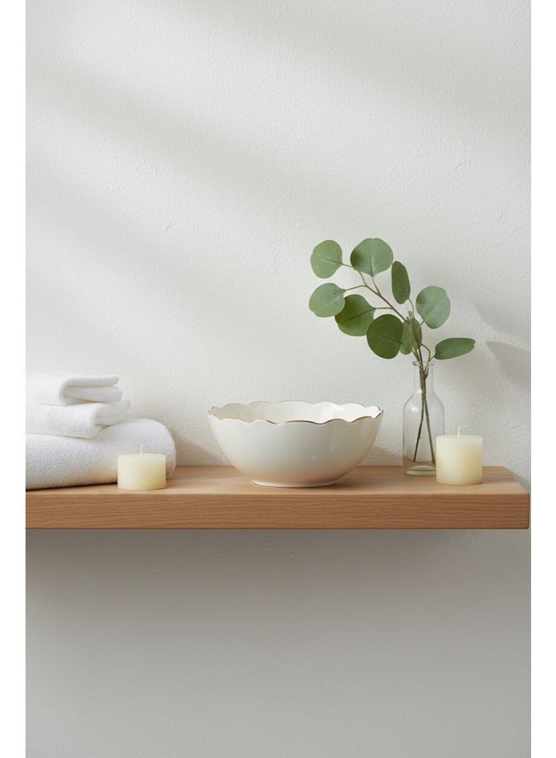 Solecasa Off-White Round Ceramic Bowl with Gold Rim - 4.15 Inch - Image 3
