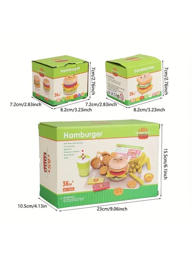 Small Sandwiches Pretend Play Food Set Realistic Wooden Toys For Kids - Image 2