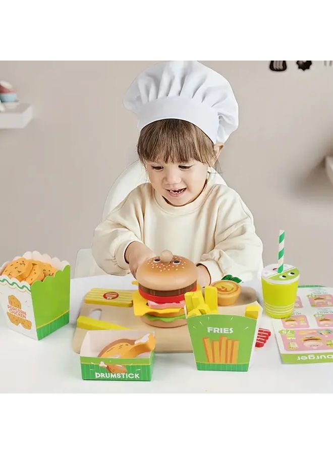 Small Sandwiches Pretend Play Food Set Realistic Wooden Toys For Kids - Image 3