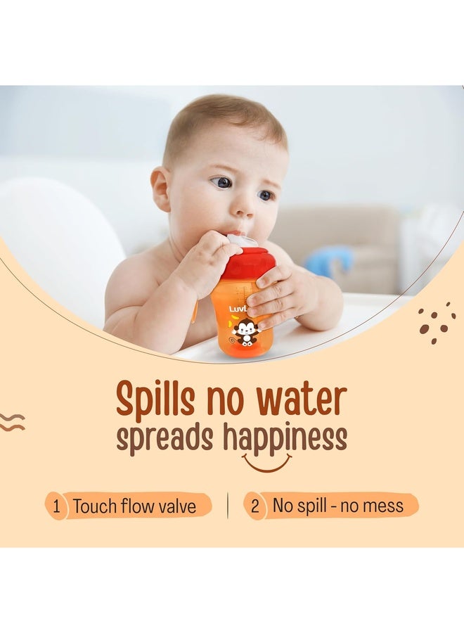 Luvlap Banana Time 210ml Anti Spill, Interchangeable Sipper / Sippy Cup with Soft Silicone Spout and Straw BPA Free, 6m+ (Orange) - Image 3