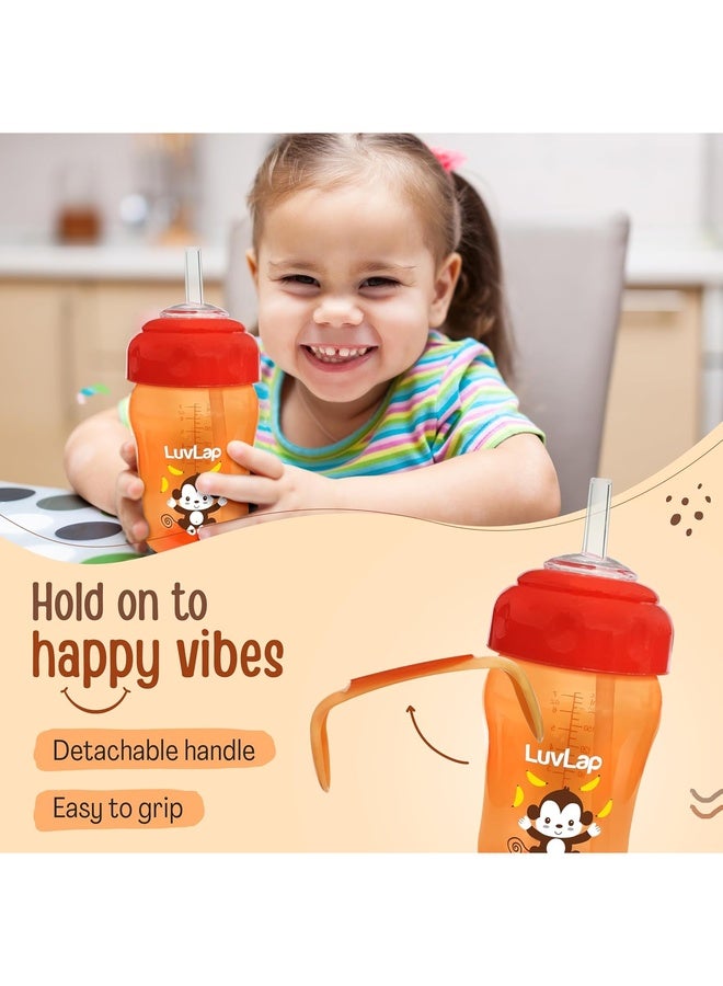 Luvlap Banana Time 210ml Anti Spill, Interchangeable Sipper / Sippy Cup with Soft Silicone Spout and Straw BPA Free, 6m+ (Orange) - Image 5