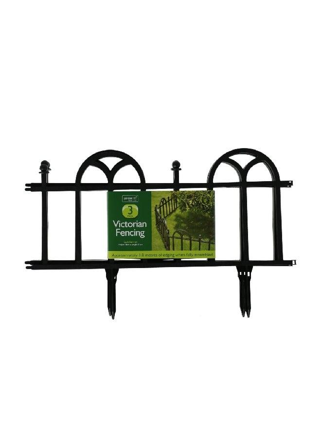 Garden Essentials 3-Piece Victorian Design Aesthetic Look Durable Garden Fence Set Black 38 x 60 cm T21-600B1-023N  - Image 1