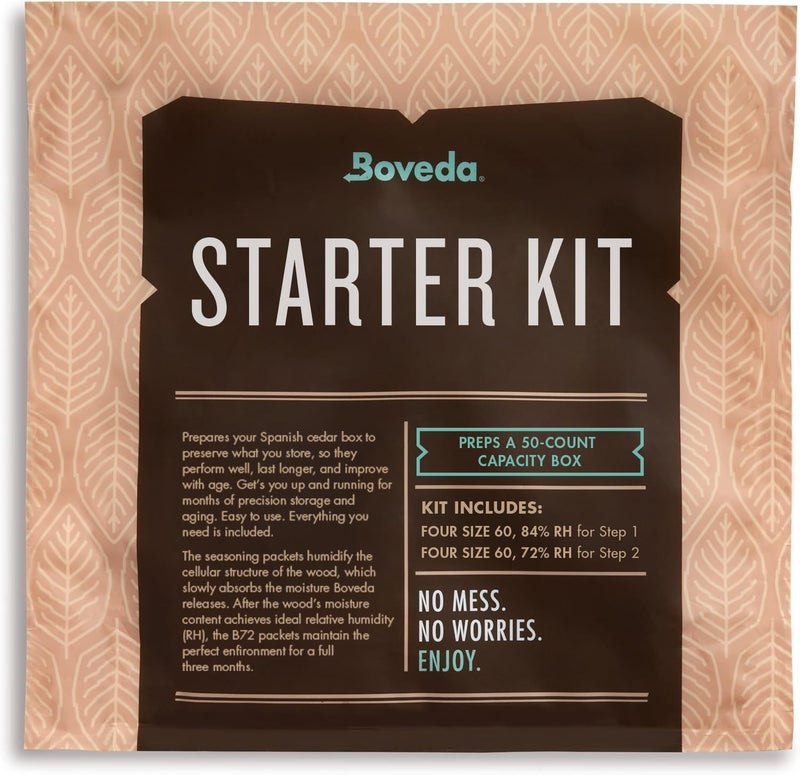 Boveda Starter Kit Bundle: Season a Wood Storage Box Plus Maintain Humidity with 2-Way Humidity Control | Includes (4) Each Size 60 Boveda 84% & 72% | 1-Count - Image 2