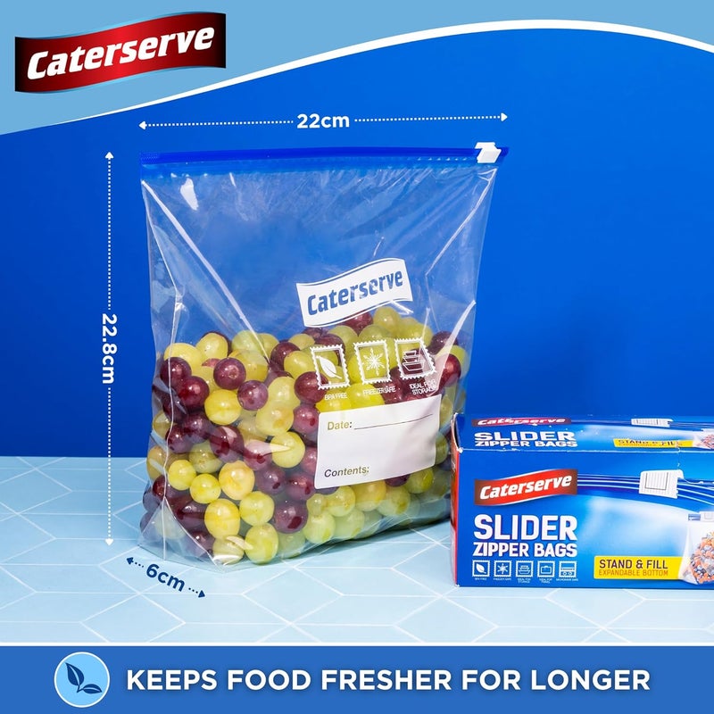 Caterserve Half Gallon Slider Ziplock Bags | Freezer Safe, Airtight Seal, Reusable Food Storage, Clear Plastic, Ideal for Snacks, Lunches, and Meal Prep (Half Gallon - 30Bags) - Image 2