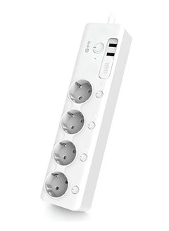 MTTL-W01 Smart Wi-Fi Power Strip with 4 EU Outlets + 2 USB Ports, 220V, 60Hz, Phone and Voice Control, Overload Protection - White