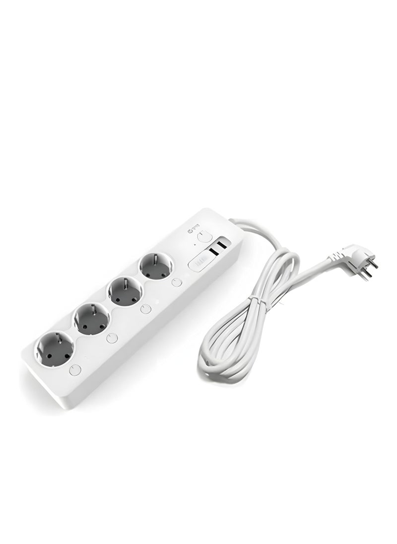 Generic - MTTL-W01 Smart Wi-Fi Power Strip with 4 EU Outlets + 2 USB Ports, 220V, 60Hz, Phone and Voice Control, Overload Protection - White - Image 1