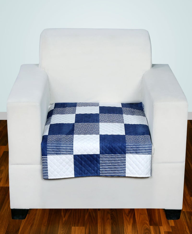 AMAZE ATTIRES Printed Sofa seat Cover for 5 Seater with Heavy Antiskid Backing & Easily Machine Washable Sofa seat Runner for Couch (27 in X 24 in - 2 Pc, 27 X 72 in - 1 Pc) Blue Check Print - Image 5