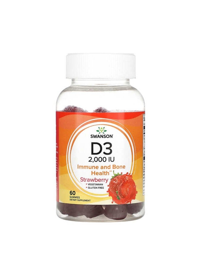 D3, Strawberry, 2,000 IU, 60 Gummies