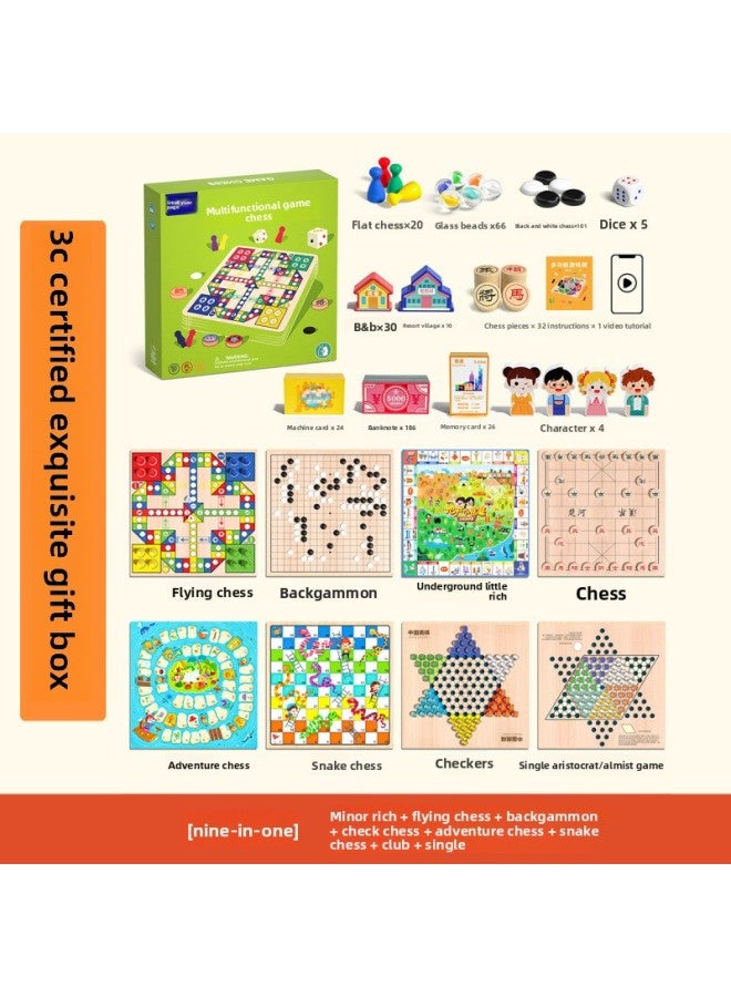 Flying Chess, Checkers, Backgammon, Kidsren's Educational Toys, Primary School Students' Chess Board Games, Multifunctional Version In One