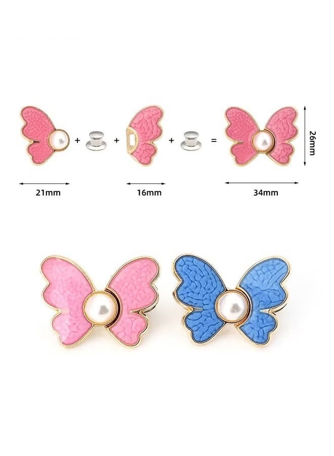 Unewshi Waistband Tightener,10 Pcs Cute Butterfly Button Pins – Detachable & Adjustable Waist Tighteners for Loose Jeans, No Nails, No Fuss, No Sewing Required, Pants Clips for Waist (5 Colors) - Image 2