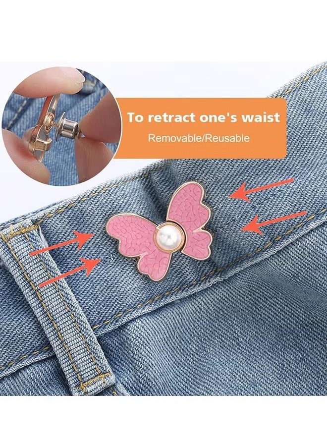 Unewshi Waistband Tightener,10 Pcs Cute Butterfly Button Pins – Detachable & Adjustable Waist Tighteners for Loose Jeans, No Nails, No Fuss, No Sewing Required, Pants Clips for Waist (5 Colors) - Image 4