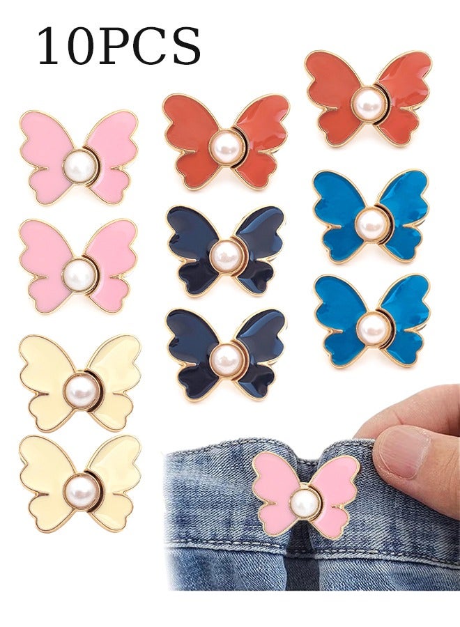Unewshi Waistband Tightener,10 Pcs Cute Butterfly Button Pins – Detachable & Adjustable Waist Tighteners for Loose Jeans, No Nails, No Fuss, No Sewing Required, Pants Clips for Waist (5 Colors) - Image 1