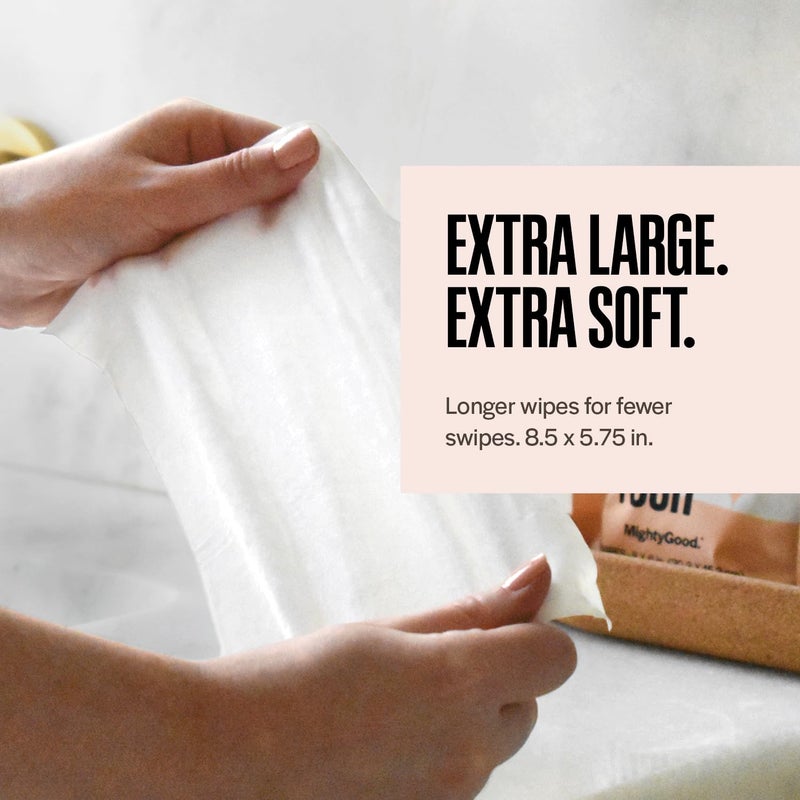 MightyGood. Wipe That Tush Flushable Wipes - 2 Packs of 50, 100 Total - Extra Large & Soft - Hypoallergenic & Fragrance-Free With Aloe & Vitamin E - Septic-Safe - Image 2