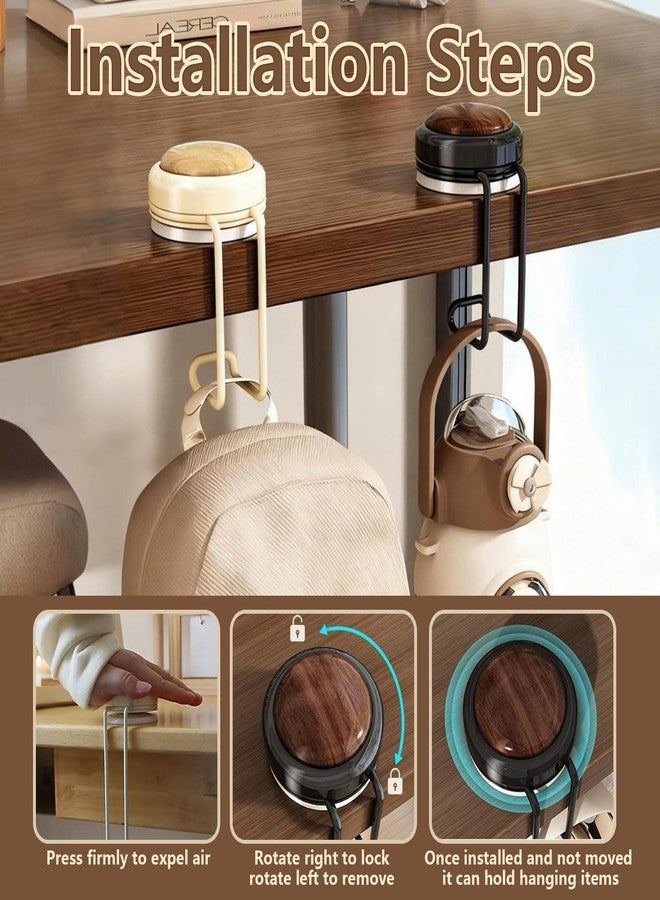 Stuzos Desk Purse Hook and Hanger, Portable Handbag Holder for Tables and Counters, Black and Cream, Modern Design (White*1Pcs+Brown*1Pcs, M) - Image 3