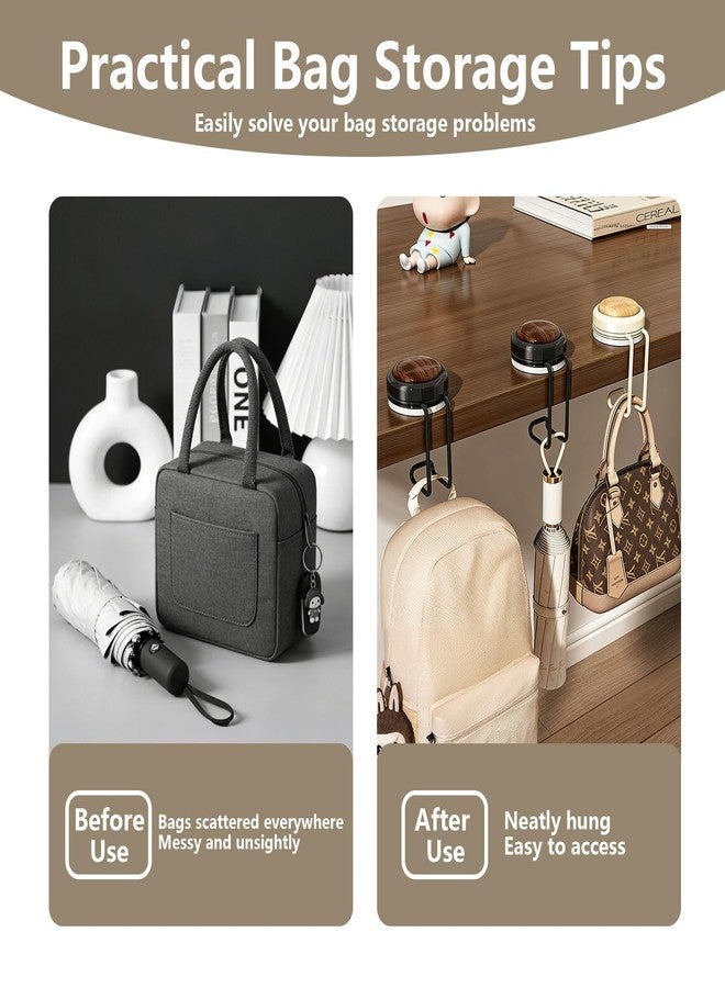 Stuzos Desk Purse Hook and Hanger, Portable Handbag Holder for Tables and Counters, Black and Cream, Modern Design (White*1Pcs+Brown*1Pcs, M) - Image 5