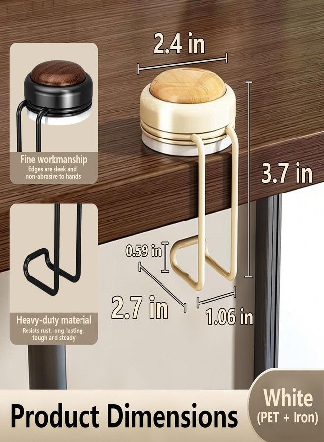 Stuzos Desk Purse Hook and Hanger, Portable Handbag Holder for Tables and Counters, Black and Cream, Modern Design (White*1Pcs+Brown*1Pcs, M) - Image 2