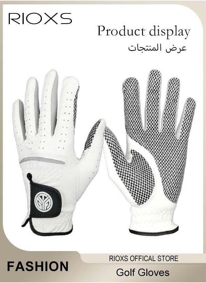 RIOXS Premium Leather Golf Gloves, Durable Comfortable Golf Gloves for Mens, Non-slip Breathable Soft Golf Gloves For Left Hand  - Image 1