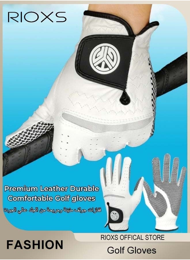 RIOXS Premium Leather Golf Gloves, Durable Comfortable Golf Gloves for Mens, Non-slip Breathable Soft Golf Gloves For Left Hand  - Image 2