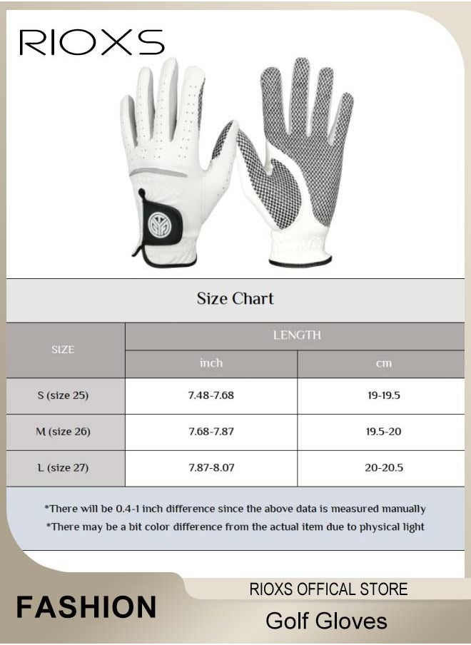 RIOXS - Premium Leather Golf Gloves, Durable Comfortable Golf Gloves for Mens, Non-slip Breathable Soft Golf Gloves For Left Hand - Image 1