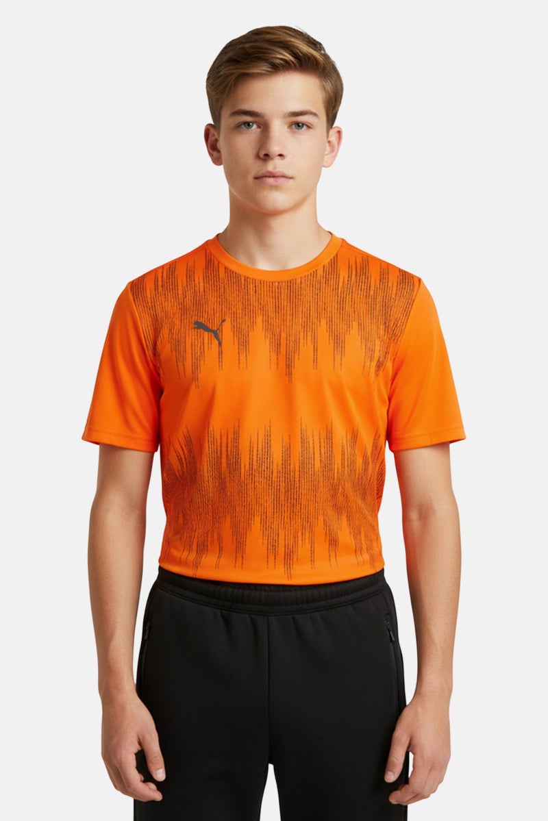 PUMA Kids Boy Brand Logo Short Sleeve T-Shirt, Neon Orange - Image 1