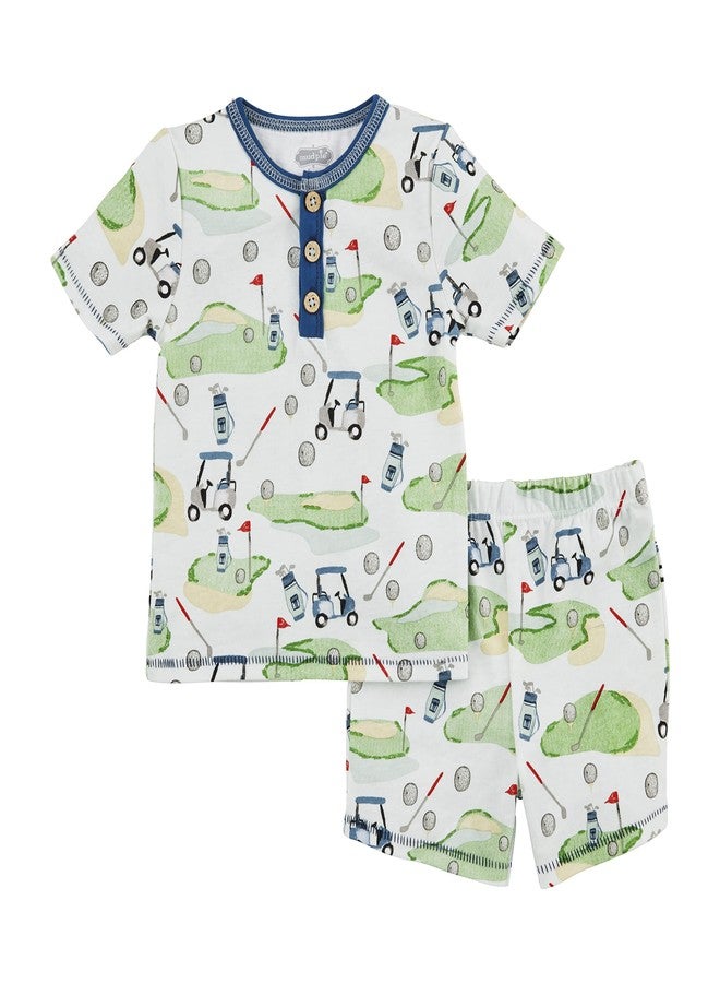 Mud Pie boys Short Sleeves Mud Pie Golf Pajama Set Gray 5 Toddler, Golf, 5T US - Image 1