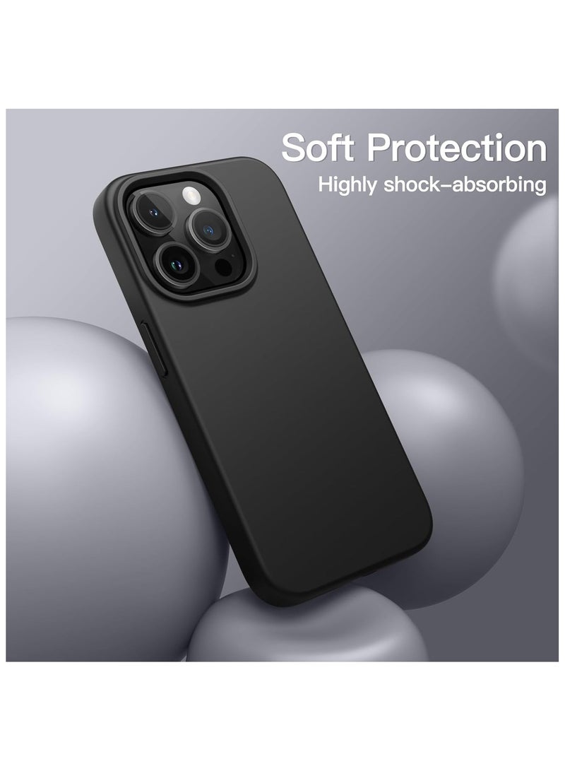 جراب سيليكون لموبايل ايفون 15 بروماكس 6.7 انش، جراب حماية كامل الجسم بملمس ناعم حريري، غطاء مضاد للصدمات (اسود) - Image 5