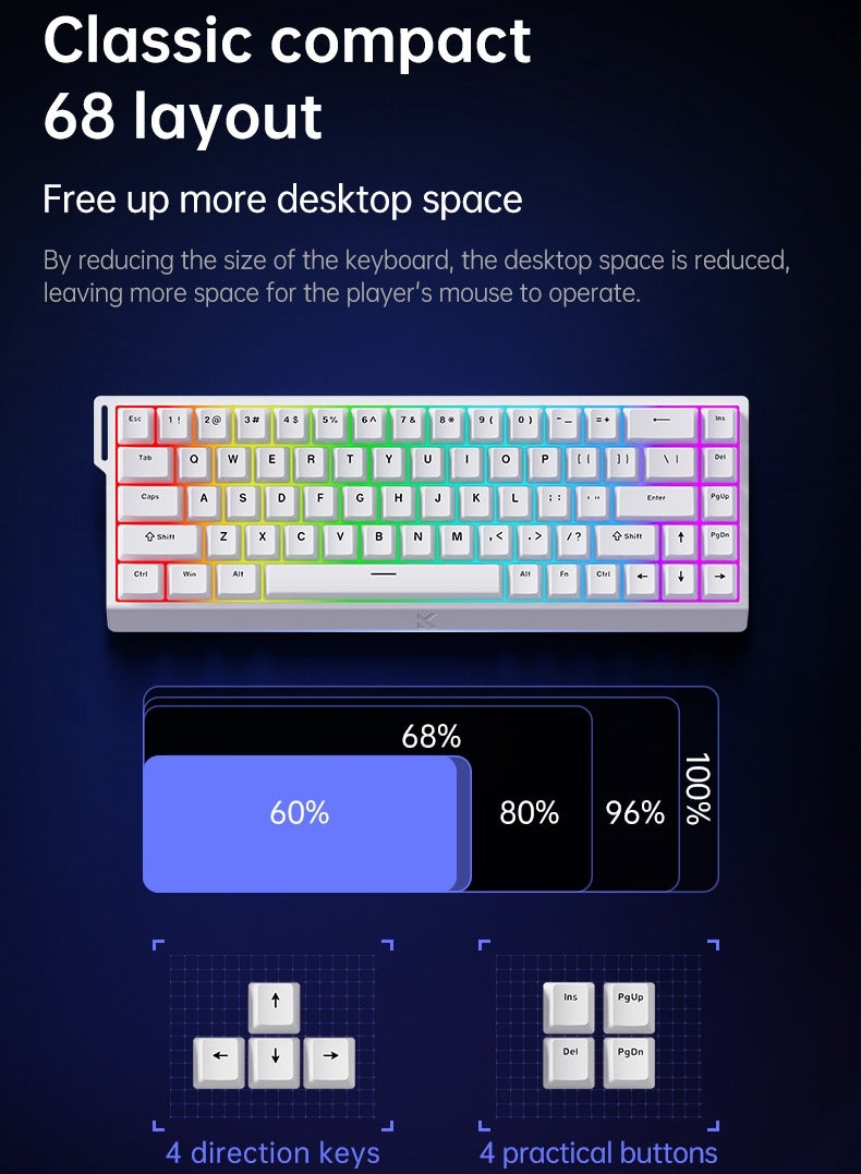 MCHOSE ACE68 Wired Mechanical Gaming Keyboard Magnetic Switch Hot Swappable E-sports Custom Gaming Keyboard Computer Gamer Accessories  - Image 4