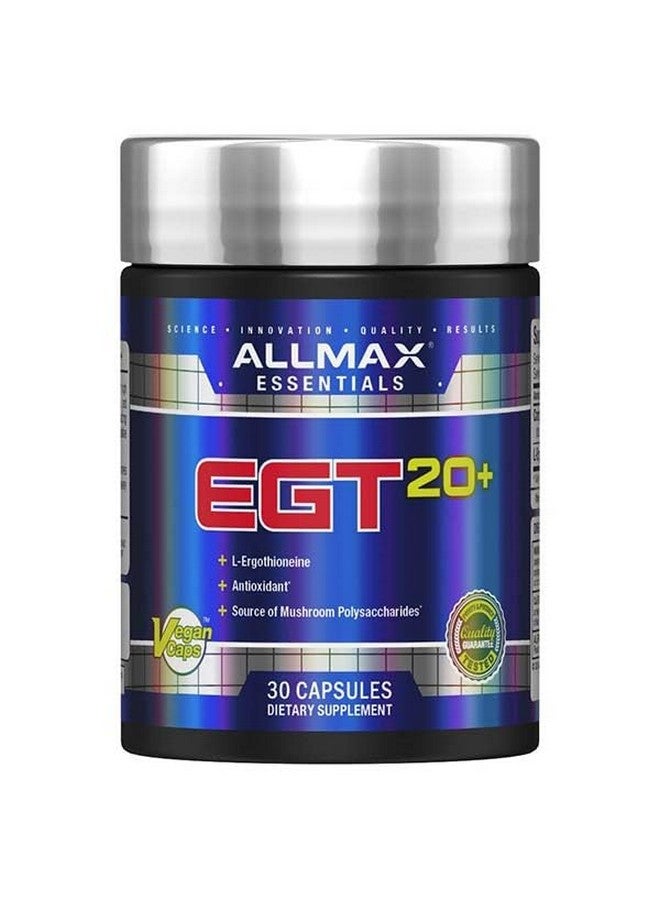 Allmax مكمل الأداء الرياضي والتعافي ALLMAX EGT20+ مع L-Ergothioneine وكورديسيبس، دعم مضاد للأكسدة وعوامل التكيف، 30 كبسولة نباتية - Image 1