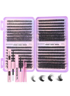 DAODER Lash Clusters Kit 640Pcs Lash Extension Kit Wispy 40D+60D+80D+100D Fluffy Cluster Lash Kit D Curl Volume Individual Lashes With Lash Revmover Lash Bond Seal 9-16Mm(40D+60D+80D+100D Kit 640Pcs)  - Image 1