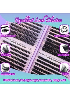 DAODER Lash Clusters Kit 640Pcs Lash Extension Kit Wispy 40D+60D+80D+100D Fluffy Cluster Lash Kit D Curl Volume Individual Lashes With Lash Revmover Lash Bond Seal 9-16Mm(40D+60D+80D+100D Kit 640Pcs)  - Image 3