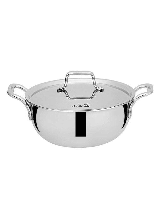 CHAKMAK Stainless Steel ARES TRIPLY DEEP KADHAI with LID WRH 24CM, Saucepan WRH 16CM and FRYPAN WRH 20CM COOKWARE 3 PCS Combo Set - Image 3