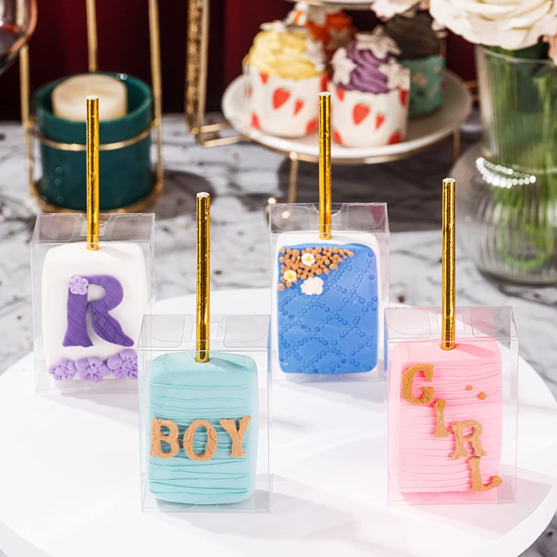 RomanticBaking 50 Pack 3.5"x 2.4"x 1.38"Clear Rice Krispie Treat Boxes with Hole Cakesickle Boxes Small Macaron,Candy,Treat Boxes Party Favors Box - Image 3