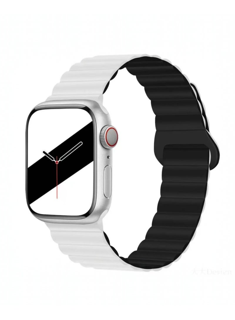 سوار سيليكون مغناطيسي بلونين متوافق مع Apple Watch بمقاسات 38/40/41/42 مم للموديلات ذات الحجم الصغير، حزام سيليكون ناعم بإغلاق مغناطيسي آمن، مناسب لـ Series 1–10 و SE - Image 1