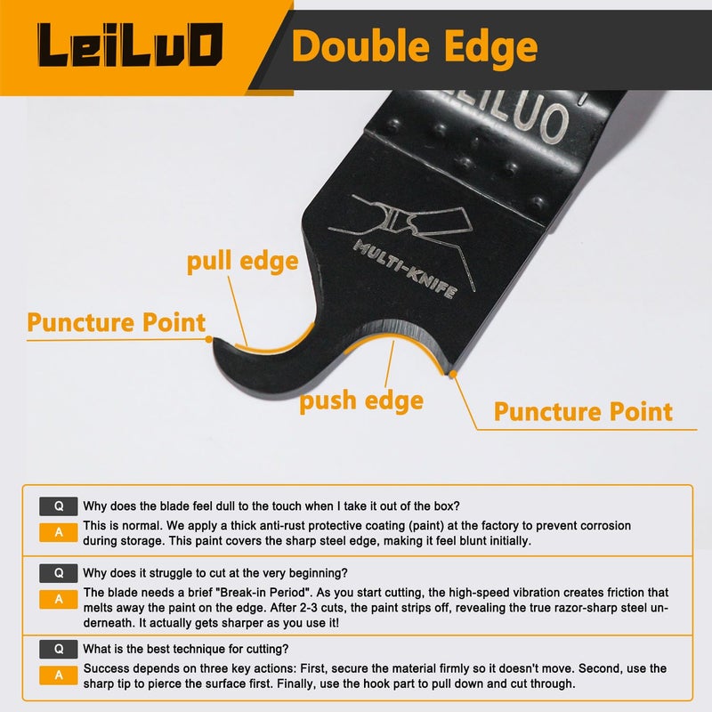 LEILUO 6 Pcs Oscillating Multi Tool Hook Knife Blade for Carpet Roof Shingles Soft Materials Universal Oscillating Tool Accessory with Storage Bag Compatible with DeWalt Dremel Milwaukee and More - Image 3