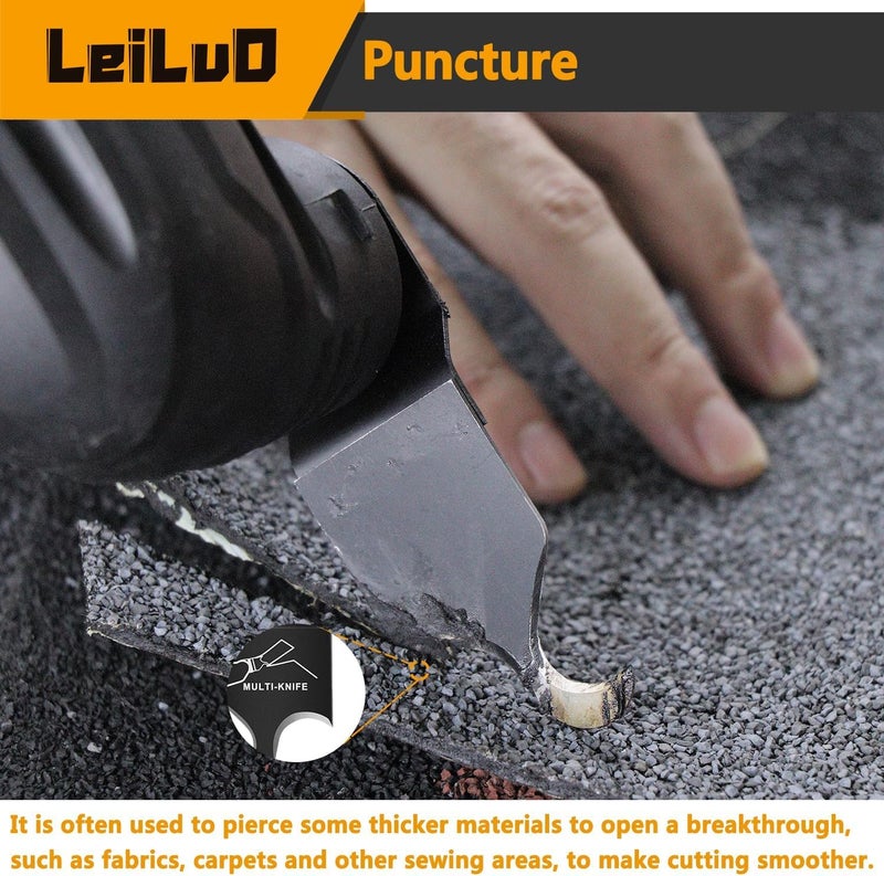 LEILUO 6 Pcs Oscillating Multi Tool Hook Knife Blade for Carpet Roof Shingles Soft Materials Universal Oscillating Tool Accessory with Storage Bag Compatible with DeWalt Dremel Milwaukee and More - Image 5