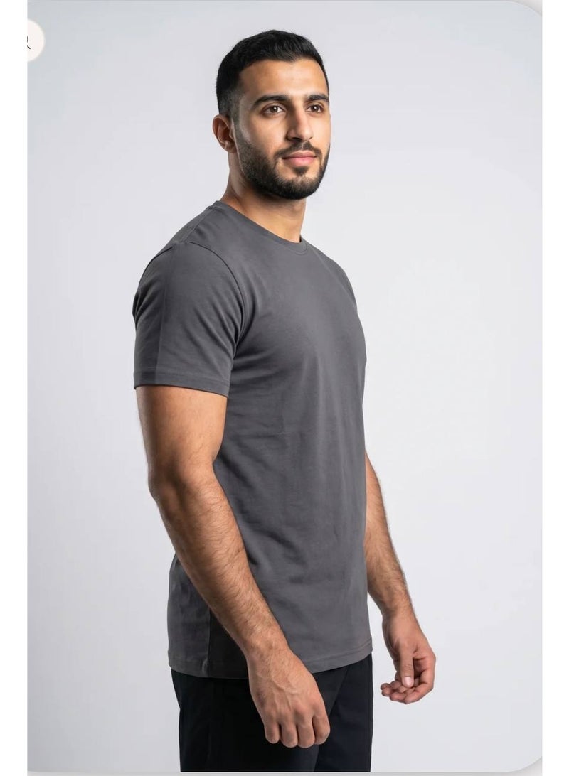 aegis store AEGIS Men’s Premium Light Gray Cotton T-Shirt – Crew Neck, Short Sleeve, Regular Fit - Image 1