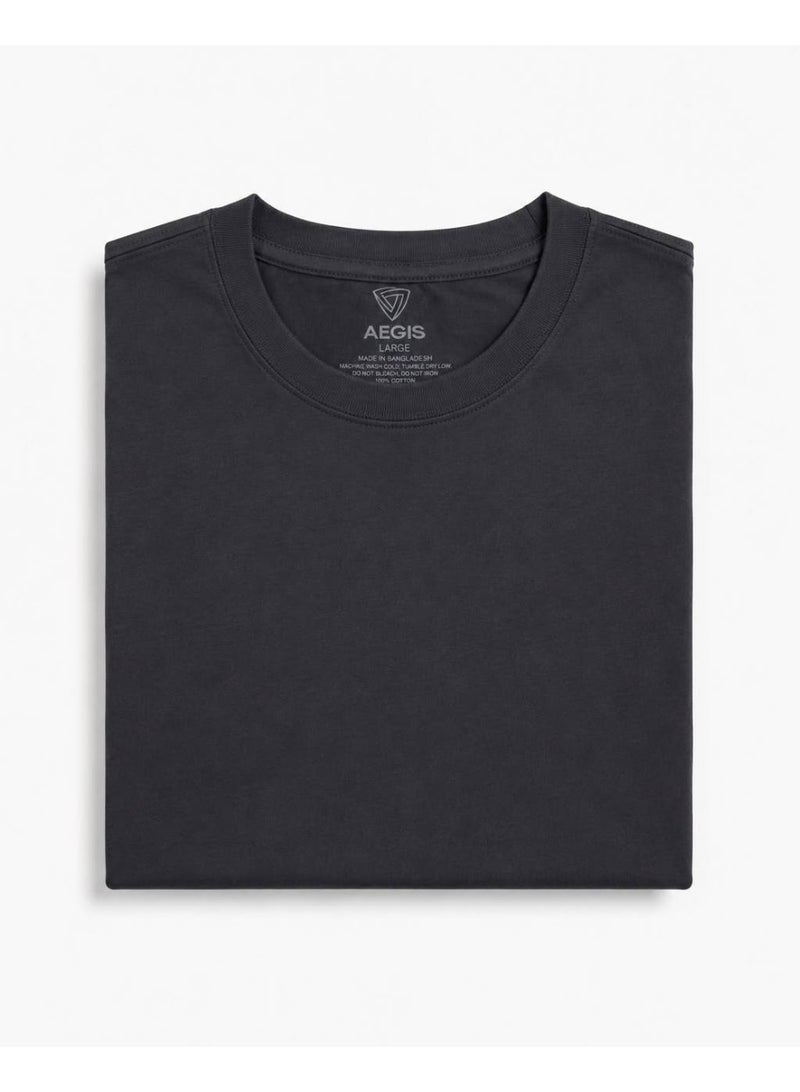 aegis store AEGIS Men’s Premium Light Gray Cotton T-Shirt – Crew Neck, Short Sleeve, Regular Fit - Image 4