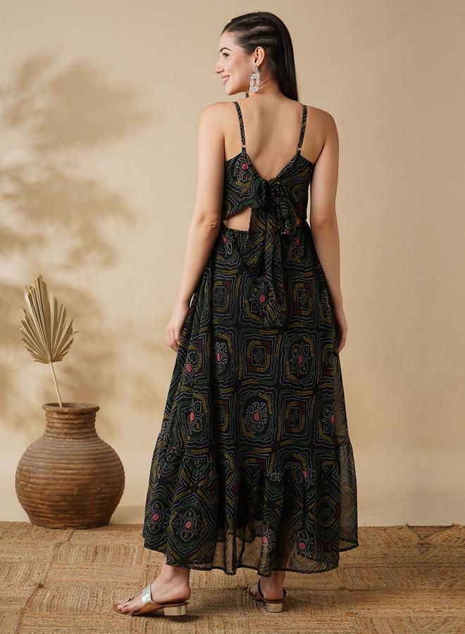 globus Strappy Shoulder Bandhani Print Maxi Dress - Image 3
