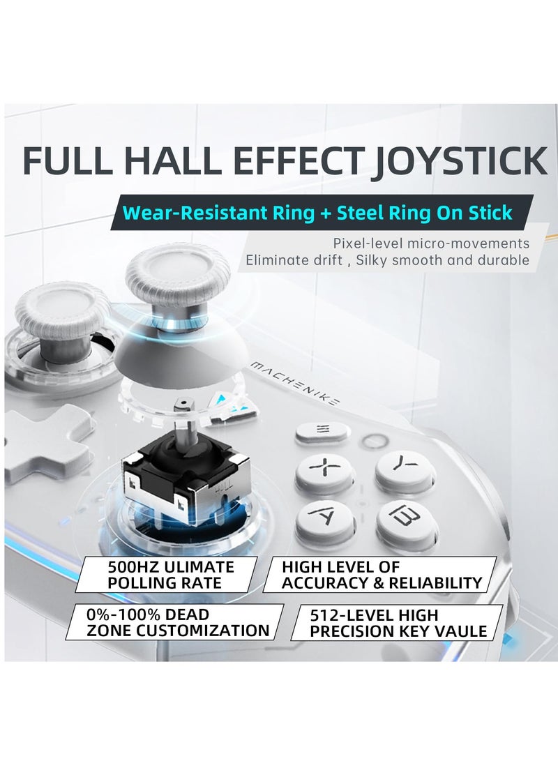 Machenike G5 Pro Switch Controller, USB/Bluetooth 5.0/2.4G, with Programmable ons, Joystick, Hall Trigger, Kaihua Micro Switch, Switch Remote Gamepad for PC, NS, iOS, Android, TV Box (White)  - Image 3