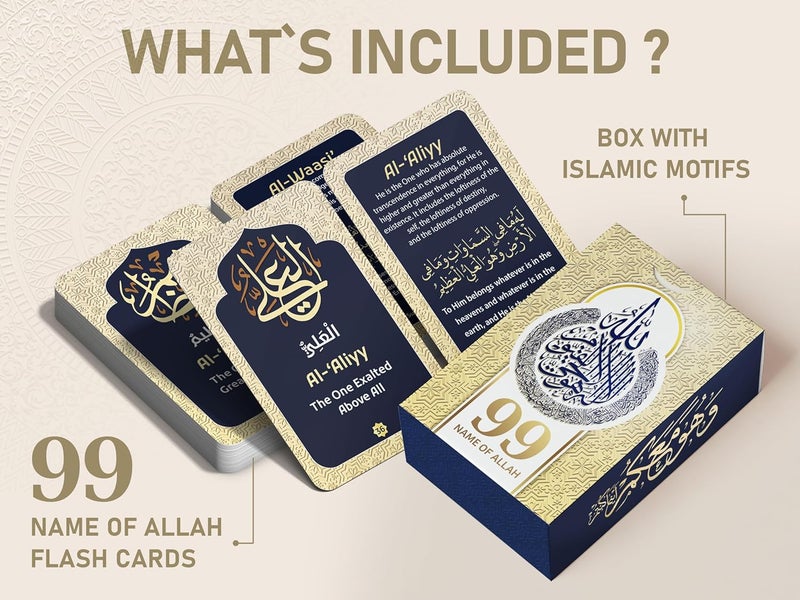 OLEEK 99 names of allah cards - ramadan gifts - islamics gift - islamic affirmation cards - Ramadan decorations for home 2026 - ramadn cards - islamics dua card's ramdan - ramadan's gifts for men - 99 - Image 4