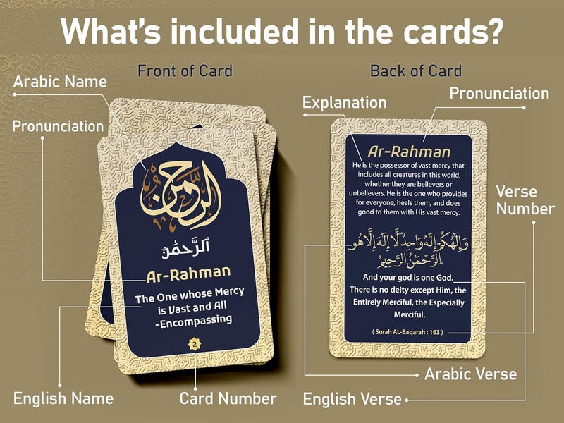 OLEEK 99 names of allah cards - ramadan gifts - islamics gift - islamic affirmation cards - Ramadan decorations for home 2026 - ramadn cards - islamics dua card's ramdan - ramadan's gifts for men - 99 - Image 5